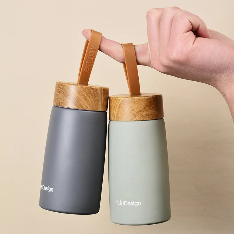 Botella termica tapa madera