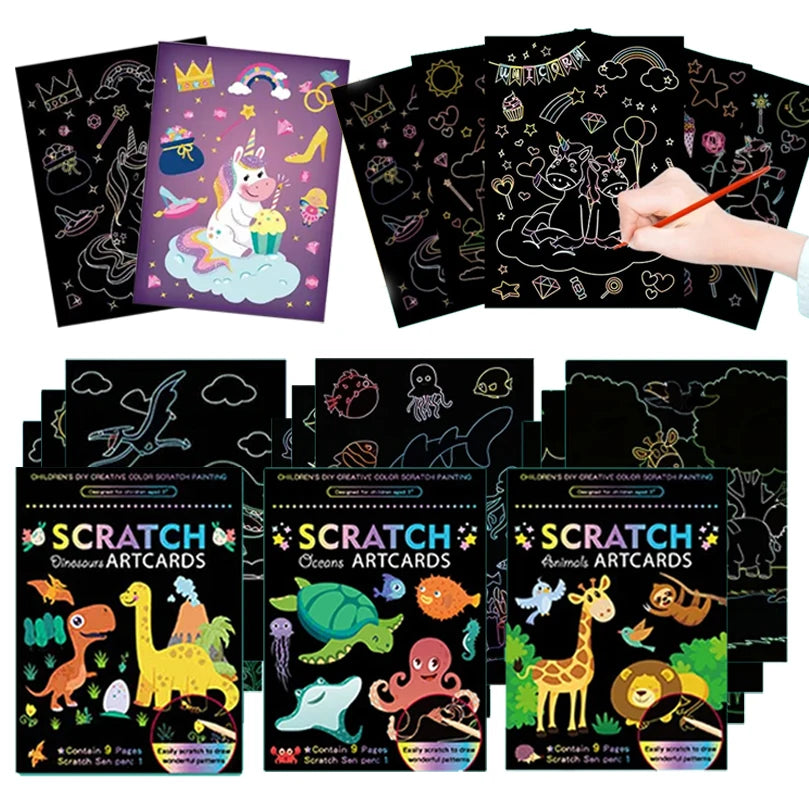 Cuaderno de arcoíris para raspar infantil