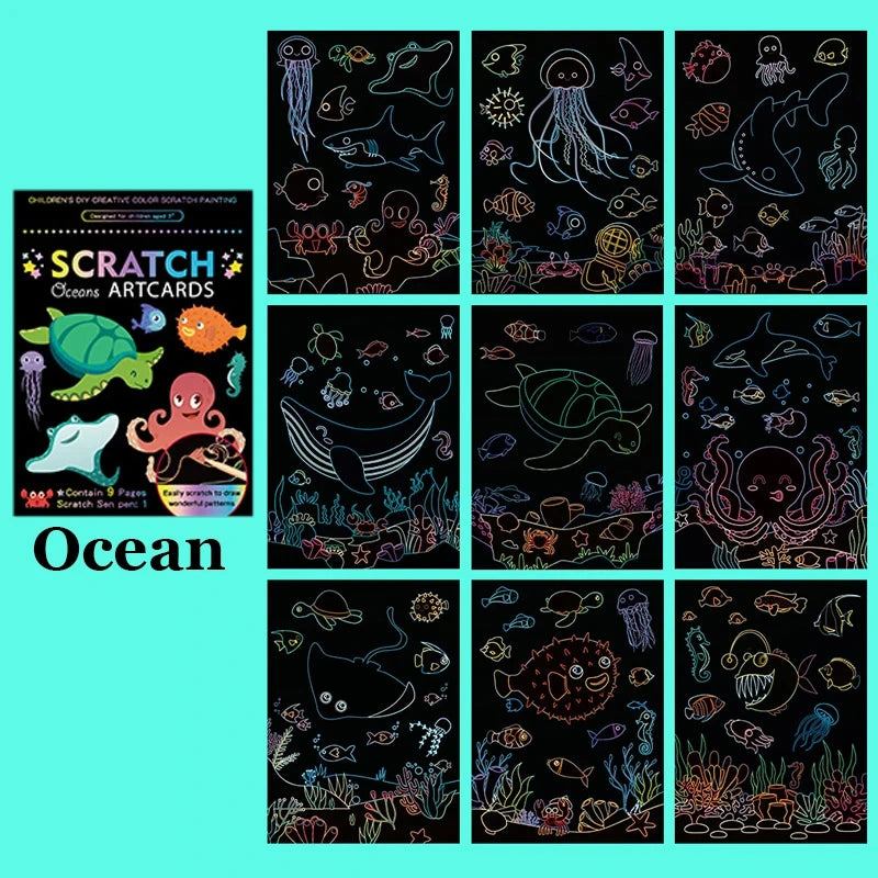 Cuaderno de arcoíris para raspar infantil
