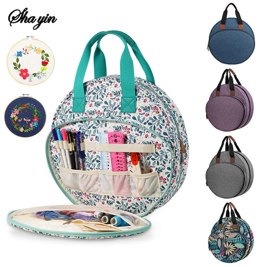 Bolso redondo para herramientas de bordado