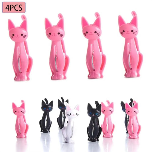 Set 4 ganchos de ropa diseño gato