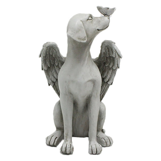 Escultura conmemorativa perro con alas