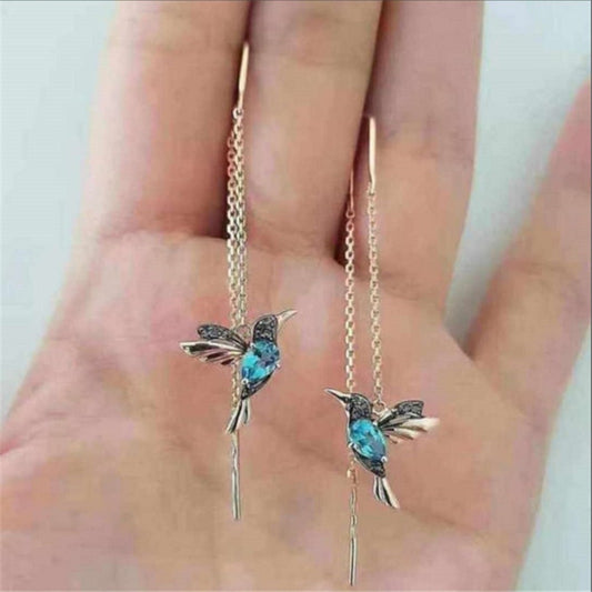 Pendientes colgantes largos de gota de pajaro