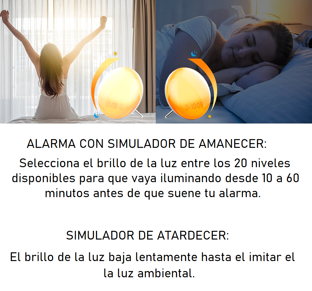 Despertador Luz, Wake Up Light Simulación De Amanecer/Atardecer