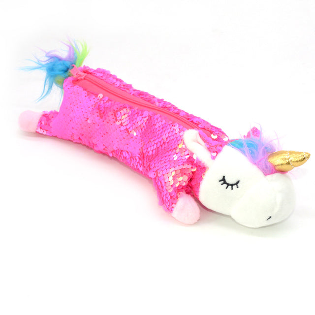 estuche peluche unicornio rosado