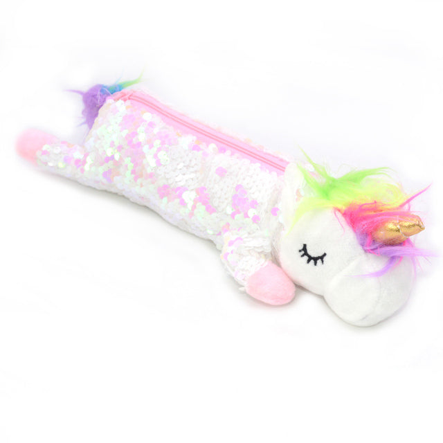 estuche peluche unicornio blanco