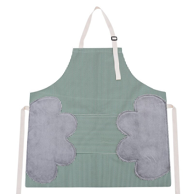 delantal de cocina con toalla verde